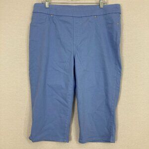 NWT Chico’s Pull-On Capri Pants Blue Size 14 Stretch Cotton Blend Casual